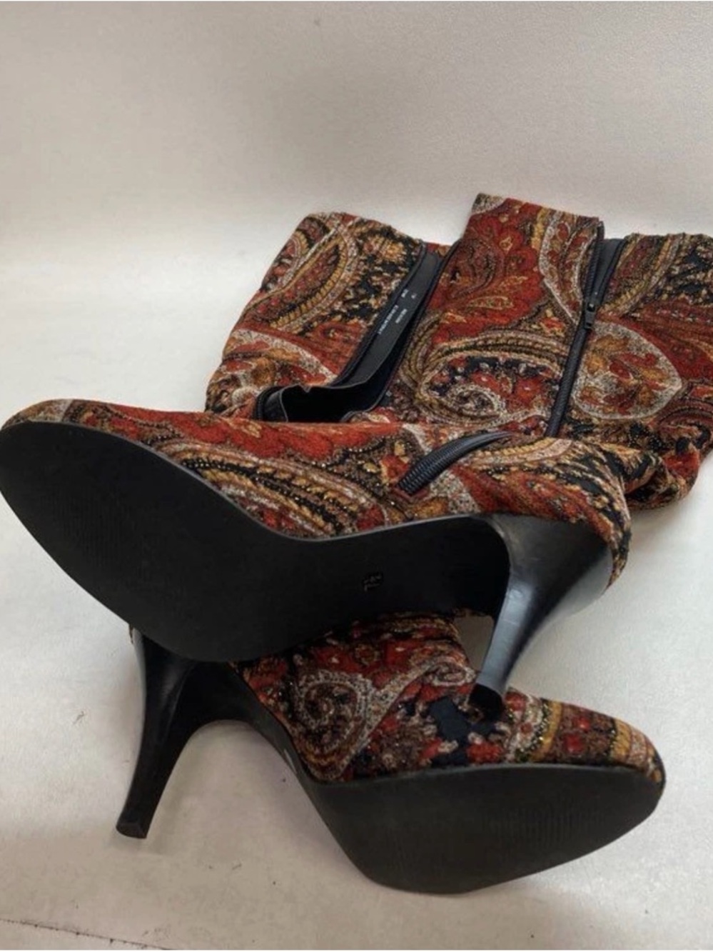 Paisley Knee-High Heeled Boots - Picture 2 of 4